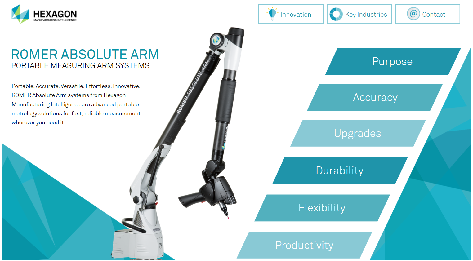 Image of the Romer Absolute Arm device by Hexagon Manufacturers