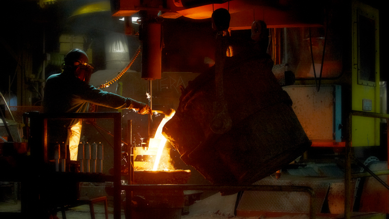 A metal caster at Prospect Foundry demonstrates how foundry work has evolved over time.