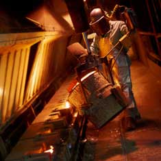 Foundry worker creating a casting in Prospect Foundry